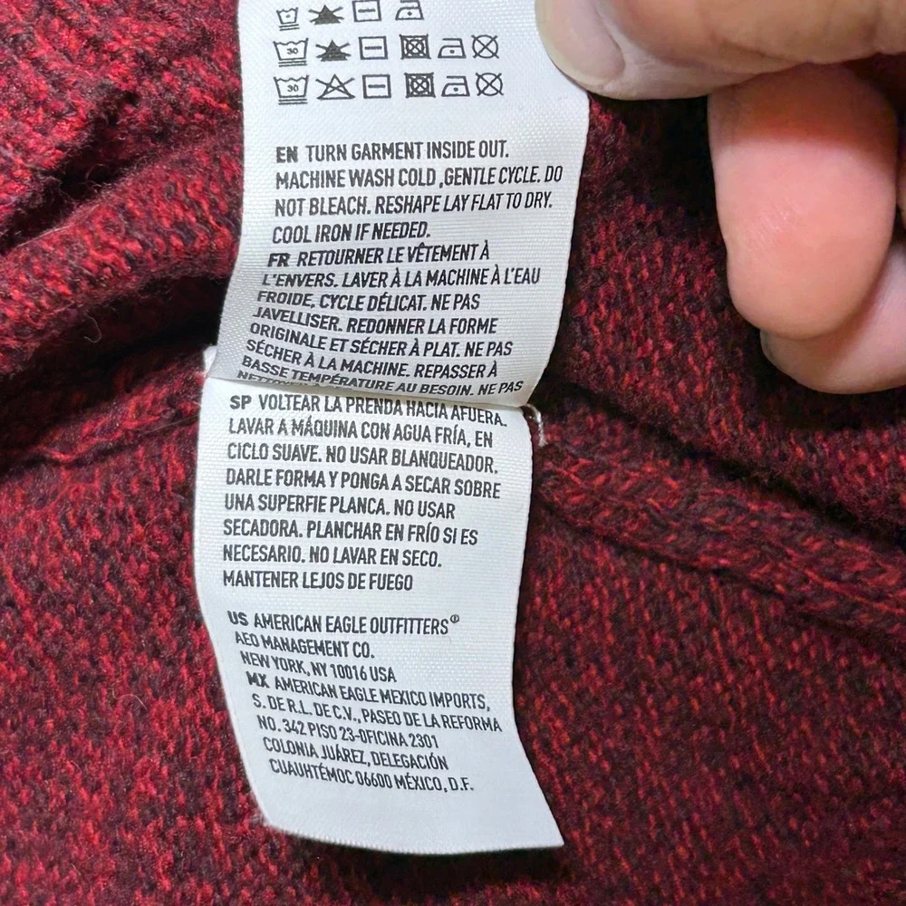 American Eagle Mens XXL Burgundy Marl Cotton Wool Blend Crewneck Sweater